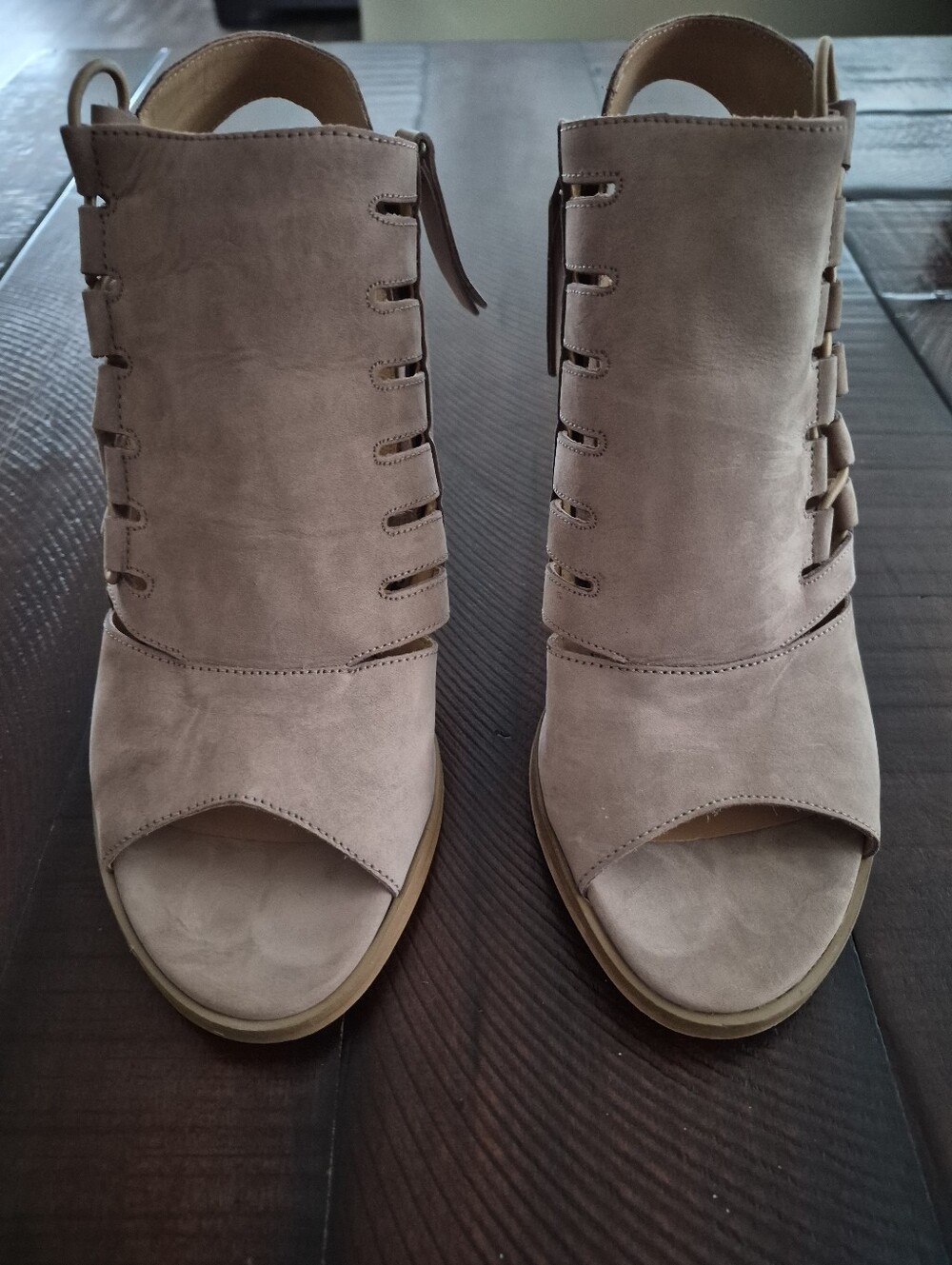Fabianelli Women’s Peep-Toe Booties Taupe, Size 40, Taupe